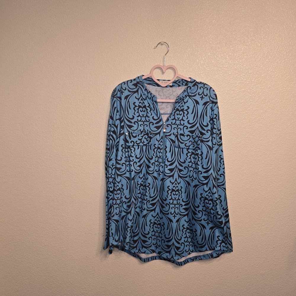 Blue Patterned Women's Top
